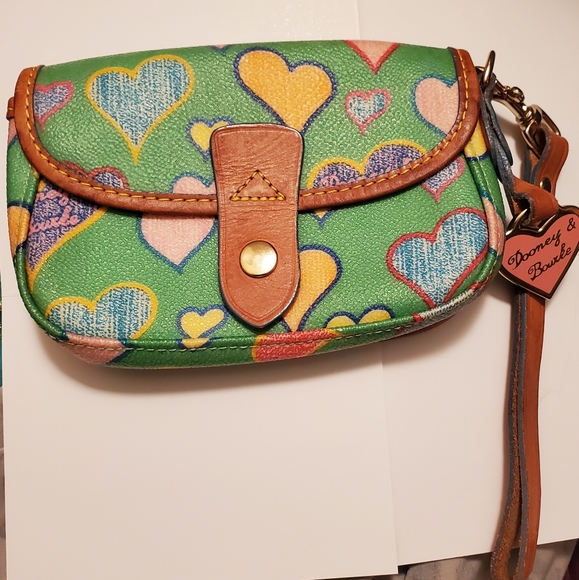 Dooney & Bourke Handbags - Dooney & Bourke wristlet bag hearts multicolor Rare